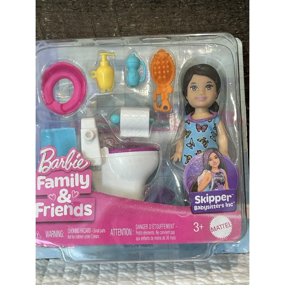 NIB Mattel Barbie Skipper‎ Babysitters Inc. Toddler Doll with Toilet Toy Set